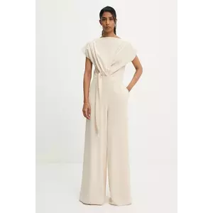 Answear Lab salopetă culoarea bej, cu decolteu rotund imagine