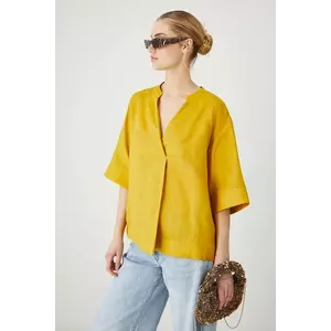 Medicine bluza din in culoarea galben, neted imagine