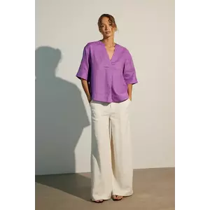 Medicine bluza din in culoarea violet, neted imagine