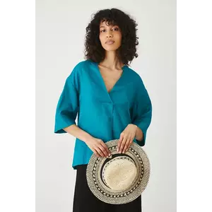 Medicine bluza din in culoarea verde, neted imagine