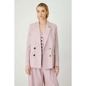 Medicine blazer din amestec de in culoarea roz, cu doua randuri de nasturi, neted imagine