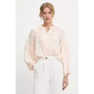 Answear Lab cămașă din bumbac culoarea roz, cu guler stand-up, relaxed imagine