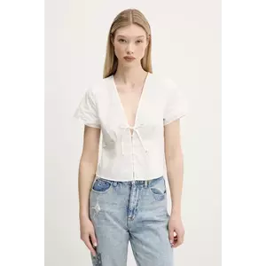 Tommy Jeans cămașă din bumbac culoarea alb, regular, DW0DW21352 imagine