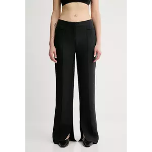 Remain pantaloni din amestec de in culoarea negru, drept, high waist, 502524100 imagine