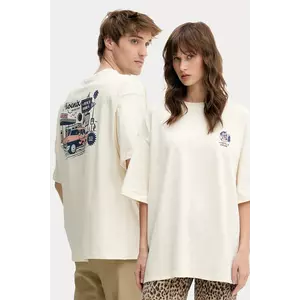 Kaotiko tricou din bumbac culoarea bej, cu imprimeu, AQ039-01S-G002 imagine