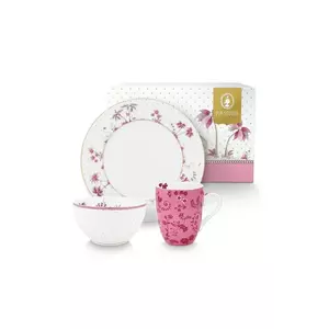 Pip Studio set de mic dejun Jolie Pink 3-pack culoarea alb imagine