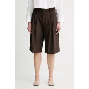 Apantaloni scurți Charlie culoarea maro, uni, high waist, 2PANT01171 imagine