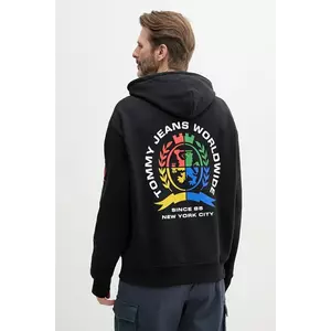 hanorac de bumbac culoarea negru, cu glugă, cu imprimeu, DM0DM20836 imagine