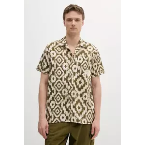 cămașă din bumbac Homelane Printed S/S Relaxed Fit Shirt culoarea verde, relaxed, MSH5599 imagine