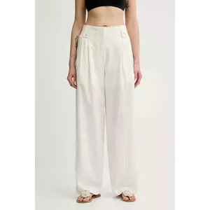 Nanushka pantaloni JENCI culoarea bej, lat, high waist, NW25SSPA26600 imagine