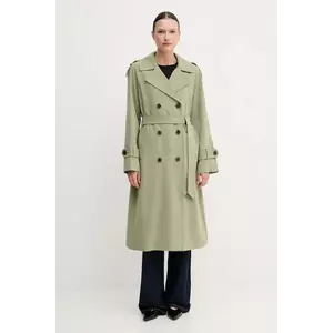 Dkny palton culoarea verde, de tranzitie, cu doua randuri de nasturi, DLEMPQ97 imagine