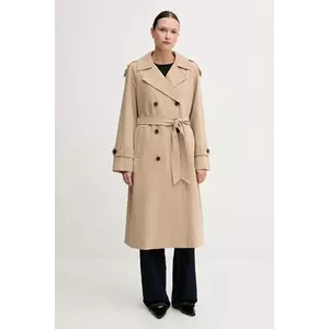 Dkny palton culoarea verde, de tranzitie, cu doua randuri de nasturi, DLEMPQ97 imagine