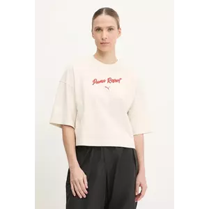 Puma tricou din bumbac culoarea bej, 629776 imagine