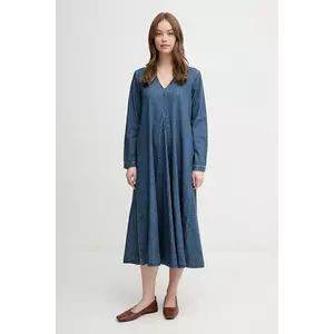 United Colors of Benetton rochie din bumbac culoarea bleumarin, midi, dreaptă, 4RZKDV0AY imagine
