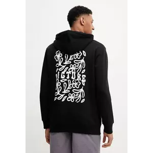 hanorac de bumbac Elaho culoarea negru, cu glugă, cu imprimeu, MSW0469 imagine