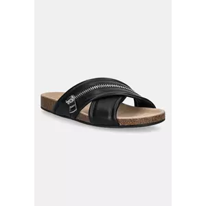 JW Anderson papuci de piele Biker Slide culoarea negru, SN0107 LA0268 999 imagine