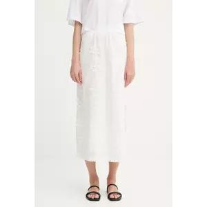 MUNTHE fustă din bumbac URSA culoarea alb, midi, drept, 255121025522 imagine