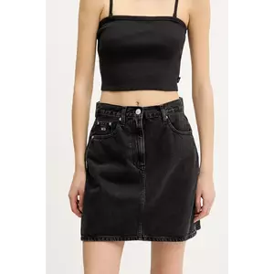 Tommy Jeans fustă din denim culoarea negru, mini, drept, DW0DW21275 imagine