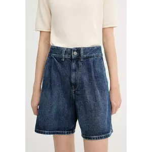 G-Star pantaloni scurți jeans culoarea bleumarin, uni, high waist, D25985-D788 imagine