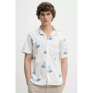 Solid camasa din bumbac culoarea alb, cu guler clasic, regular imagine