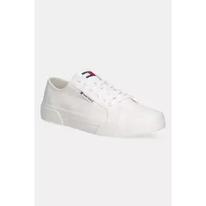Tommy Jeans teniși LACE UP CANVAS COLOR culoarea alb, EM0EM01543 imagine