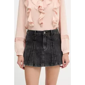 Answear Lab fustă și pantaloni denim culoarea negru, neted, high waist imagine