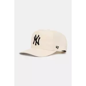 47 brand șapcă de baseball din bumbac MLB New York Yankees culoarea bej, uni, B-FHTCH17GWP-NTA imagine
