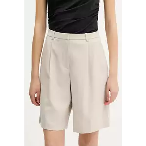 Abercrombie & Fitch pantaloni scurți culoarea bej, uni, high waist, KI149-5182 imagine
