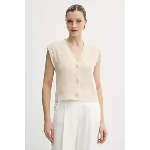 Morgan vestă din bumbac MROAD culoarea bej, MROAD imagine