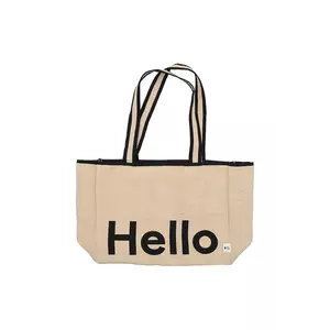 Design Letters geantă de bumbac Hello culoarea bej imagine