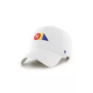 47 brand șapcă de baseball din bumbac MLB New York Yankees culoarea alb, cu imprimeu, B-PRPCU17GWS-WH imagine