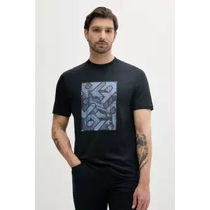 BOSS tricou din bumbac bărbați, culoarea bleumarin, cu imprimeu, 50538438 imagine