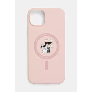 Karl Lagerfeld carcasă de telefon iPhone 15 Plus culoarea roz, KLHMP15MSCMKCRHP imagine
