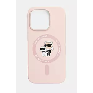 Karl Lagerfeld carcasă de telefon iPhone 14 Pro culoarea roz, KLHMP14LSCMKCRHP imagine