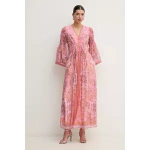 Hale BOB rochie din amestec de mătase Mara culoarea roz, maxi, evazată, 4YAS616A imagine