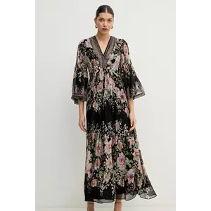 Hale BOB rochie din amestec de mătase Alanna culoarea negru, maxi, evazată, 4YPR652A imagine