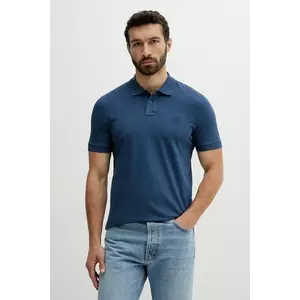 BOSS Orange tricou polo bărbați, culoarea albastru, uni, 50507803 imagine
