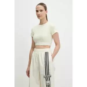 adidas Originals tricou Rib SS Top culoarea bej, JD0040 imagine