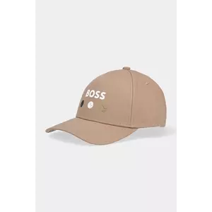 BOSS Green șapcă de baseball din bumbac culoarea bej, cu imprimeu, 50546273 imagine