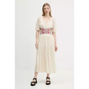 Desigual rochie ELEMENT culoarea bej, maxi, evazată, 25SWVW98 imagine