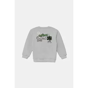 United Colors of Benetton hanorac de bumbac pentru copii culoarea gri, cu imprimeu, 3UNIG10II imagine