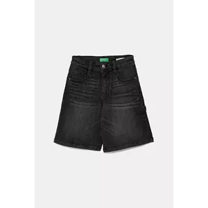 United Colors of Benetton pantaloni scurți din denim pentru copii culoarea negru, talie reglabila, 4PORC903I imagine