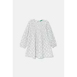 United Colors of Benetton rochie din bumbac pentru copii culoarea alb, midi, evazată, 40VFGV028 imagine