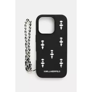 Karl Lagerfeld carcasă de telefon iPhone 16 Pro culoarea negru, KLHCP16LPSADJSK imagine