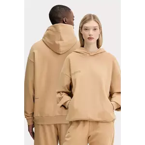 Pangaia hanorac de bumbac culoarea maro, cu glugă, cu imprimeu imagine