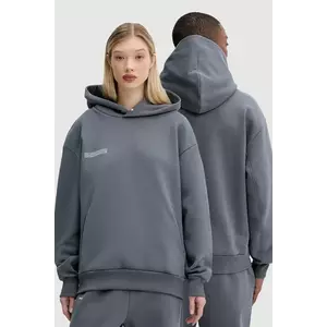 Pangaia hanorac de bumbac culoarea gri, cu glugă, cu imprimeu, 10001740 imagine