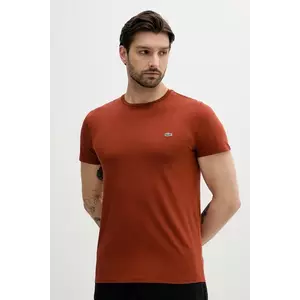 Lacoste tricou din bumbac bărbați, culoarea alb, uni, TH6709 imagine