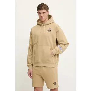 The North Face hanorac de bumbac Mountain Cleanup culoarea verde, cu glugă, cu imprimeu, NF0A8C2VLK51 imagine