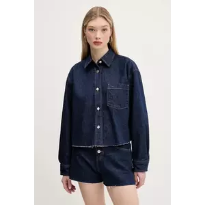 Tommy Jeans geacă jeans culoarea bleumarin, de tranzitie, oversize, DW0DW20567 imagine