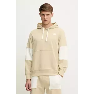 The North Face bluză Terry Relaxed culoarea bej, cu glugă, cu imprimeu, NF0A8C2B3X41 imagine